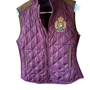 RALPH LAUREN polo womens puffer vest burgundy size small